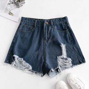 Zaful high-waisted distressed shorts